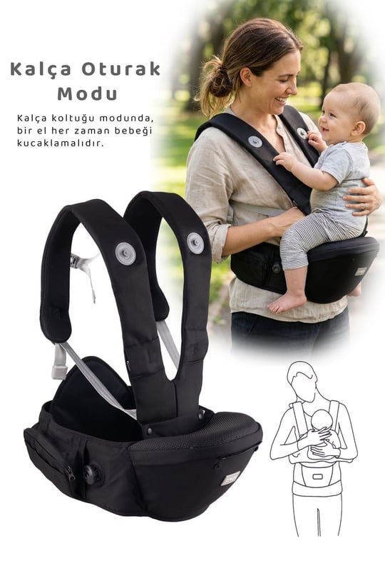 Prego Dallas Anatomik Bebek Kangurusu Siyah 3099