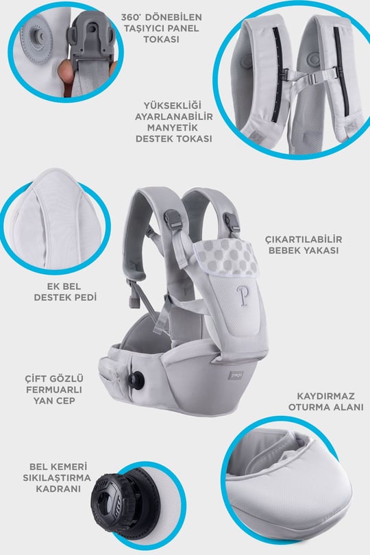 Prego Dallas Anatomik Bebek Kangurusu Gri 3099