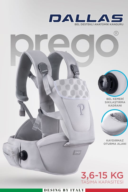 Prego Dallas Anatomik Bebek Kangurusu Gri 3099