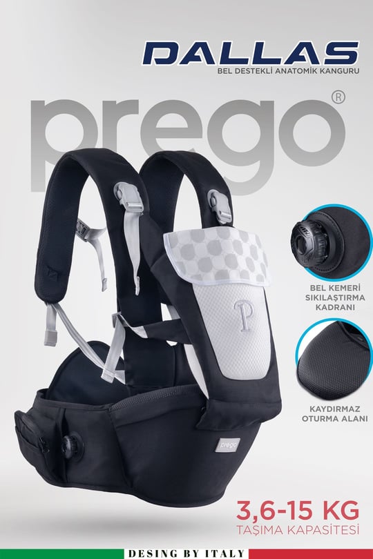 Prego Dallas Anatomik Bebek Kangurusu Siyah 3099