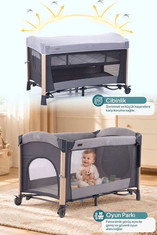 Prego Elips Plus Anne Yanı Oyun Parkı Gri 8069