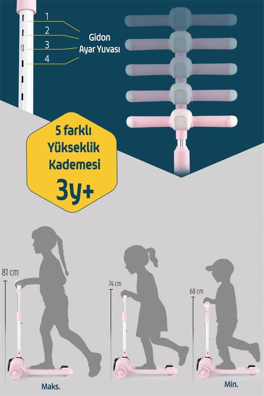 Prego Flow Müzikli Işıklı Oturaklı Scooter Pembe K604