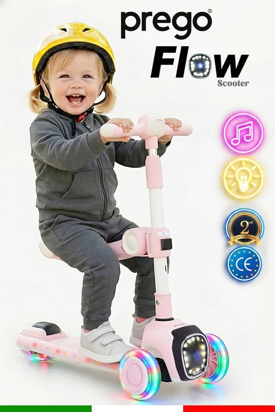 Prego Flow Müzikli Işıklı Oturaklı Scooter Pembe K604