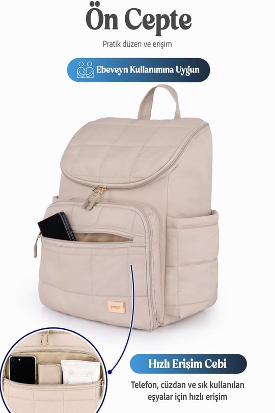 Prego Glory Bebek Bakım Çantası Bej 3070