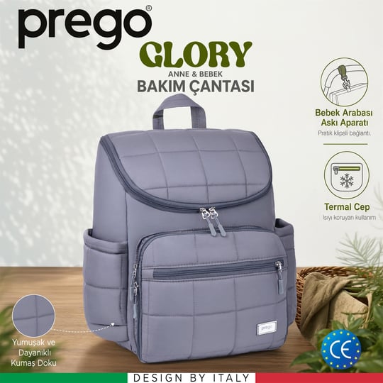 Prego Glory Bebek Bakım Çantası Gri 3070