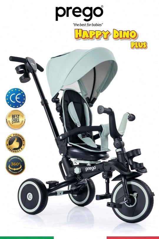 Prego Happy Dino Plus 360° Dönebilen Koltuklu Tamamen Katlanabilir Çocuk Bisikleti Yeşil P670