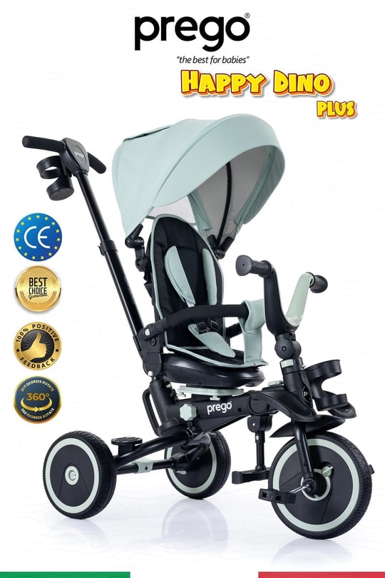 Prego Happy Dino Plus 360° Dönebilen Koltuklu Tamamen Katlanabilir Çocuk Bisikleti Yeşil P670