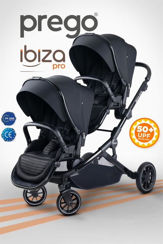 Prego İbiza New Pro İkiz Bebek Arabası Siyah