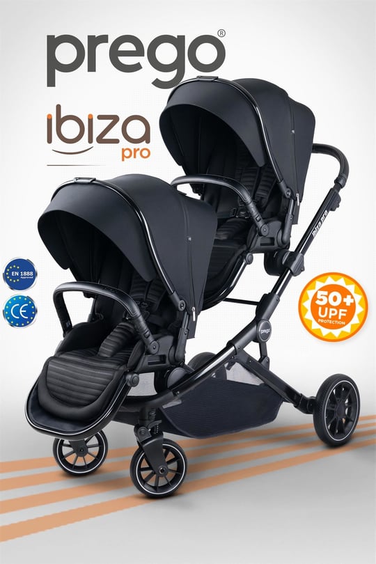 Prego İbiza New Pro İkiz Bebek Arabası Siyah