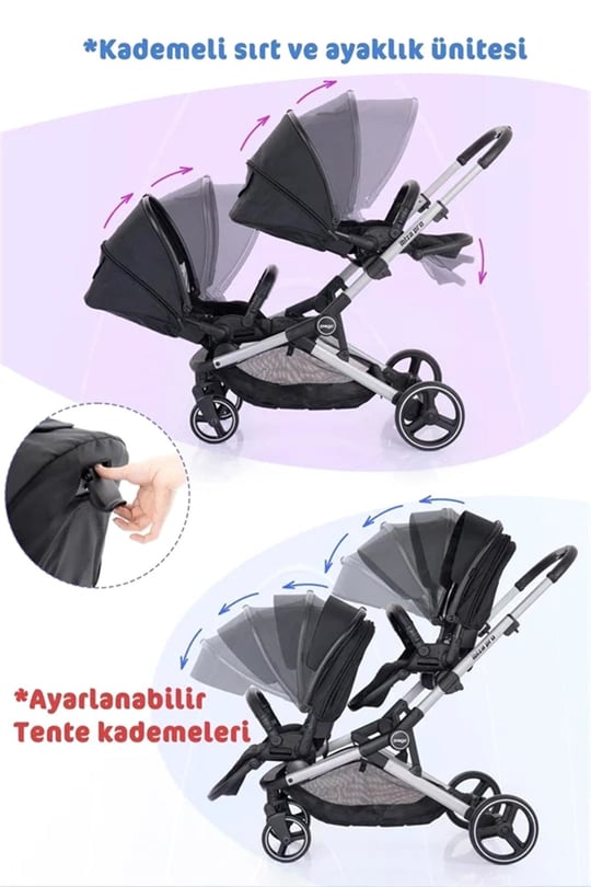 Prego İbiza Pro İkiz Bebek Arabası Siyah 2071