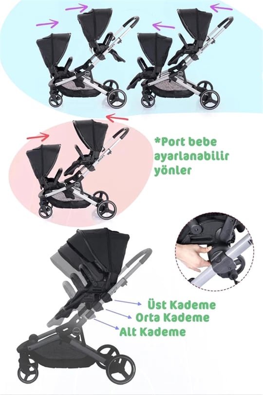 Prego İbiza Pro İkiz Bebek Arabası Siyah 2071