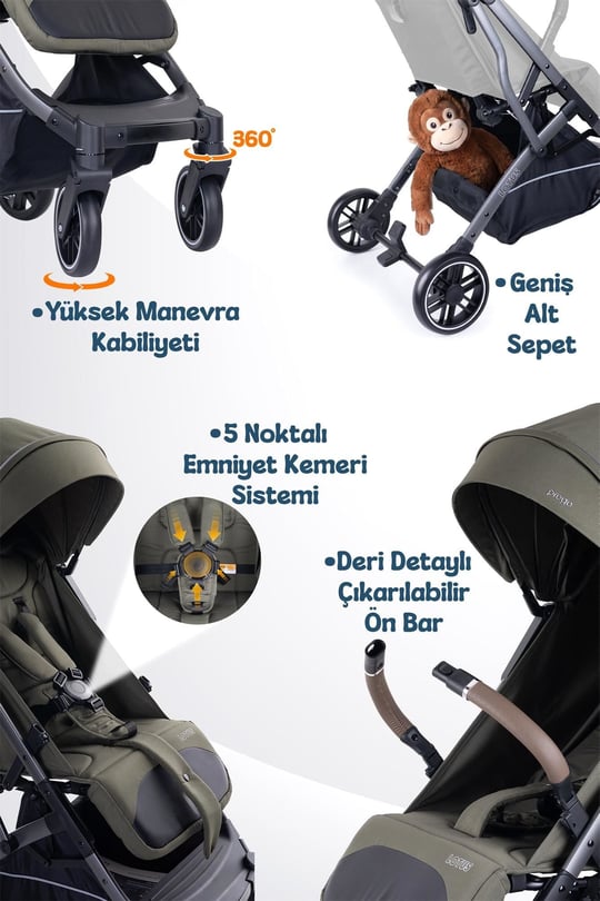 Prego Lotus Pro Kabin Boy Bebek Arabası Yeşil 2453