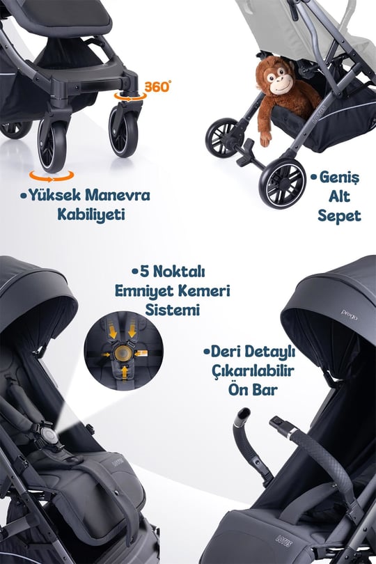 Prego Lotus Pro Kabin Boy Bebek Arabası Füme 2453