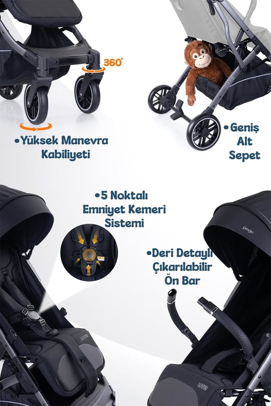Prego Lotus Pro Kabin Boy Bebek Arabası Siyah 2453