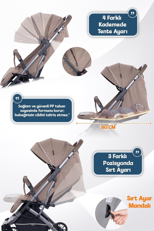 Prego Lotus Pro Kabin Boy Bebek Arabası Kahve 2453