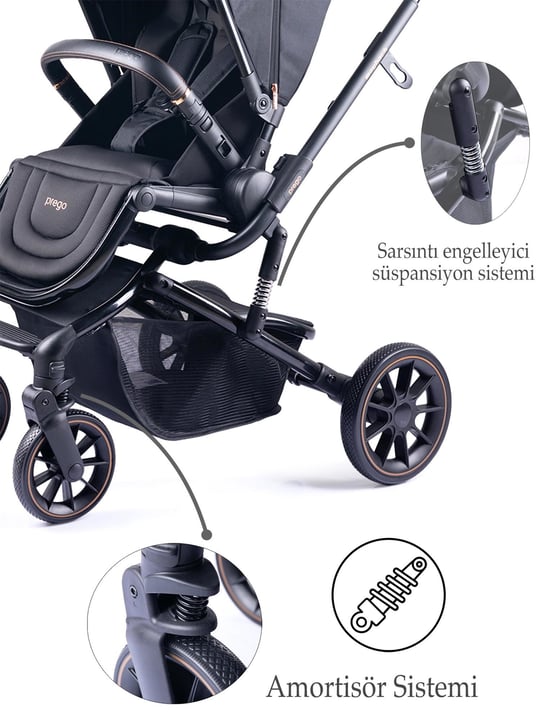 Prego Maybach İ-Size UV Tenteli  Bebek Arabası Siyah 2405