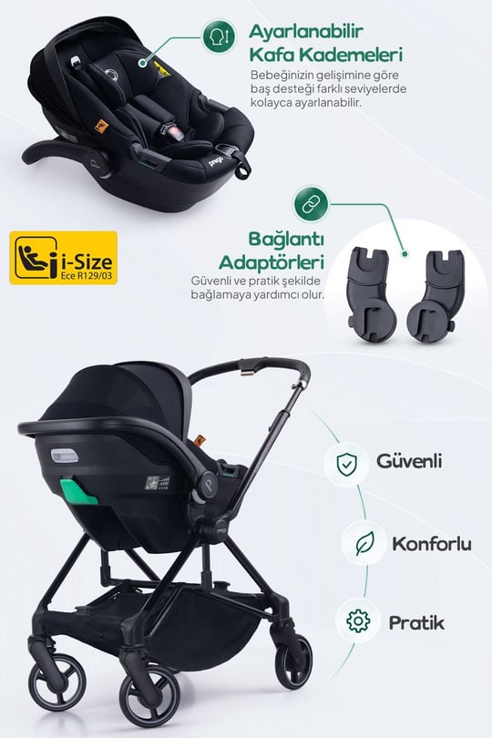 Prego Mios Premium I-Size Bebek Arabası Gri 2415