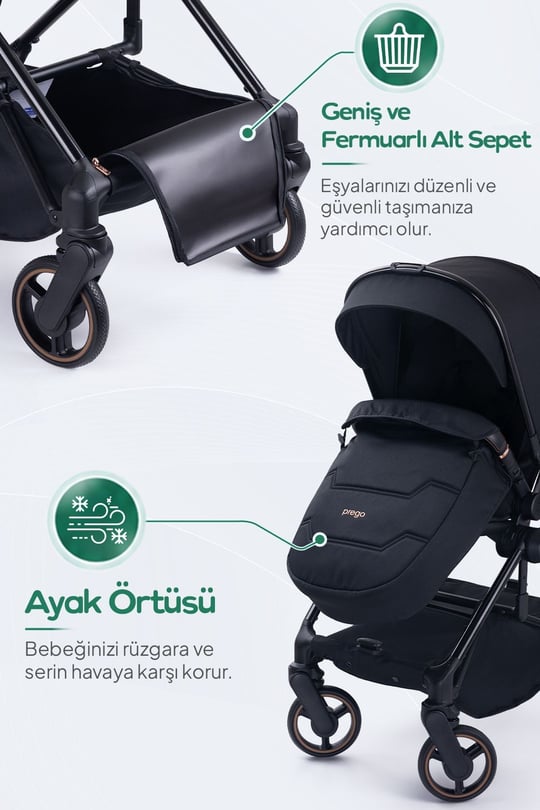 Prego Mios Premium I-Size Bebek Arabası Siyah 2415