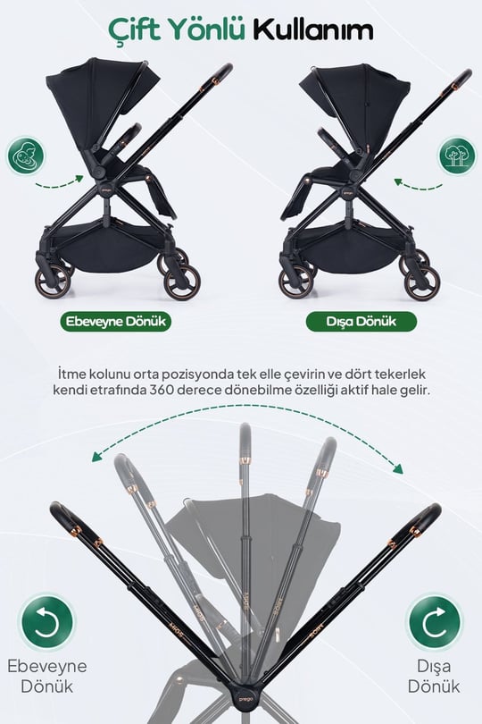 Prego Mios Premium I-Size Bebek Arabası Siyah 2415