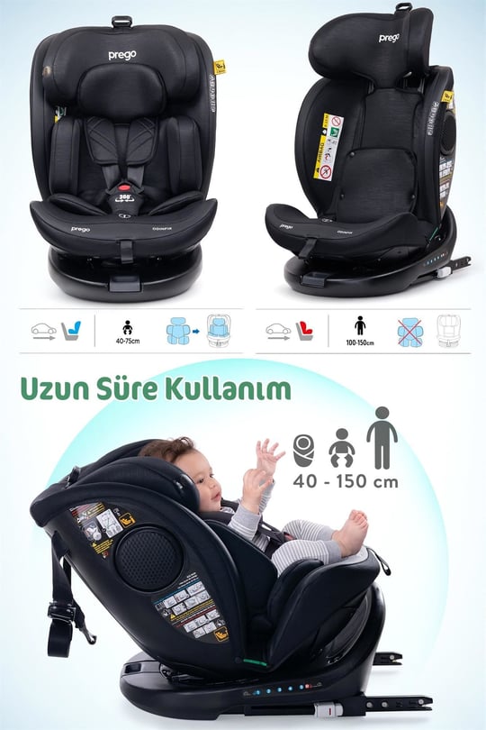 Prego Odinfix Alarmlı I-Size Oto Koltuğu Siyah 4100