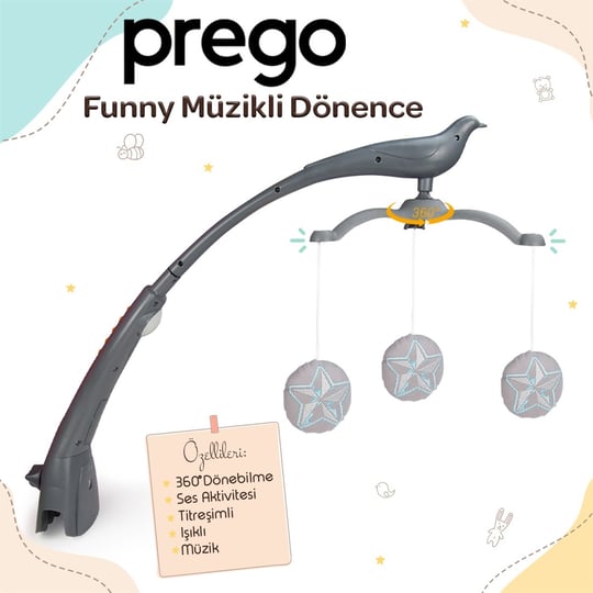 Prego Premium Anne Yanı Dönenceli Oyun Parkı 70*120 Cm Gri + Yatak Hediyeli