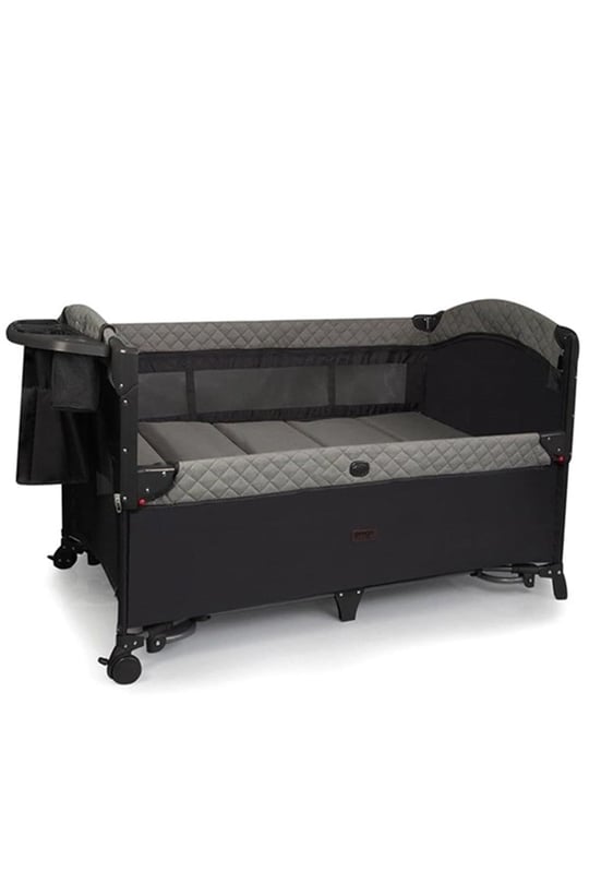 Prego Premium Anne Yanı Dönenceli Oyun Parkı 70*120 Cm Gri + Yatak Hediyeli
