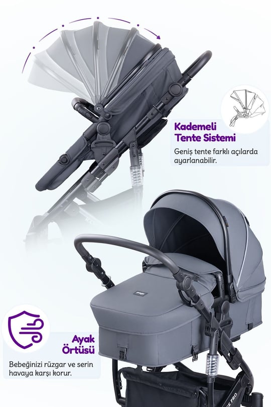 Prego Range Pro I-Size Travel Bebek Arabası Gri SL-668