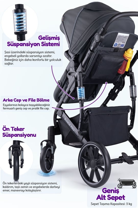 Prego Range Pro I-Size Travel Bebek Arabası Gri SL-668