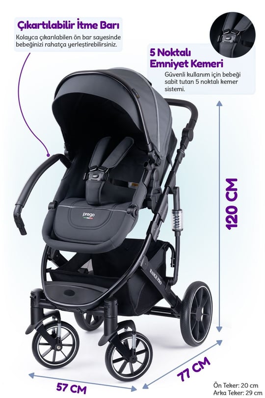 Prego Range Pro I-Size Travel Bebek Arabası Gri SL-668