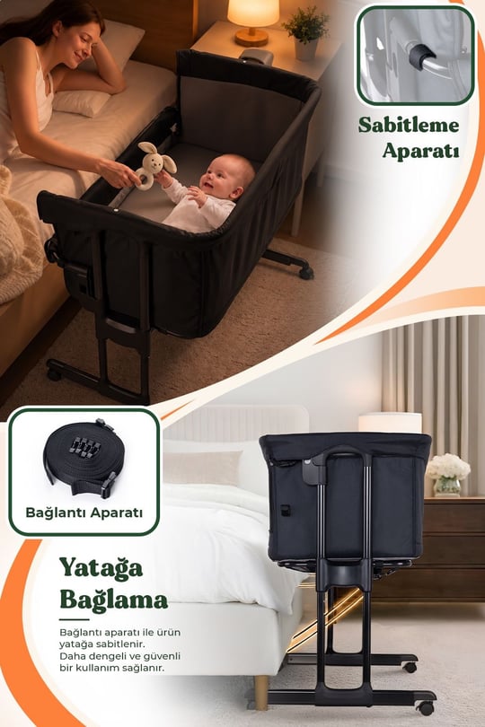 Prego Regnum Anne Yanı Beşik Siyah 4095