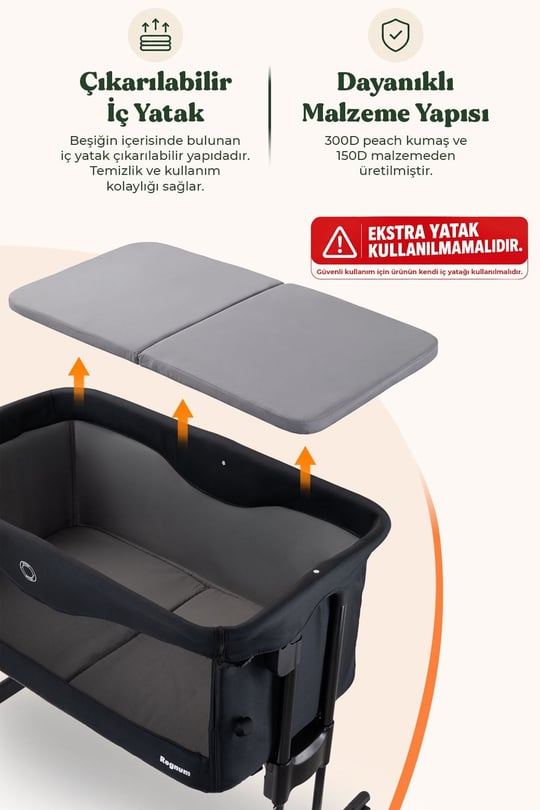 Prego Regnum Anne Yanı Beşik Siyah 4095