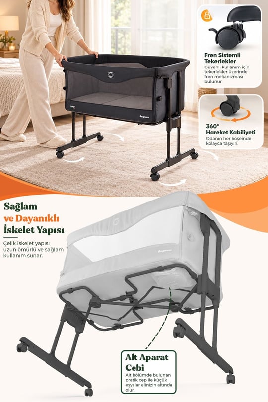Prego Regnum Anne Yanı Beşik Siyah 4095