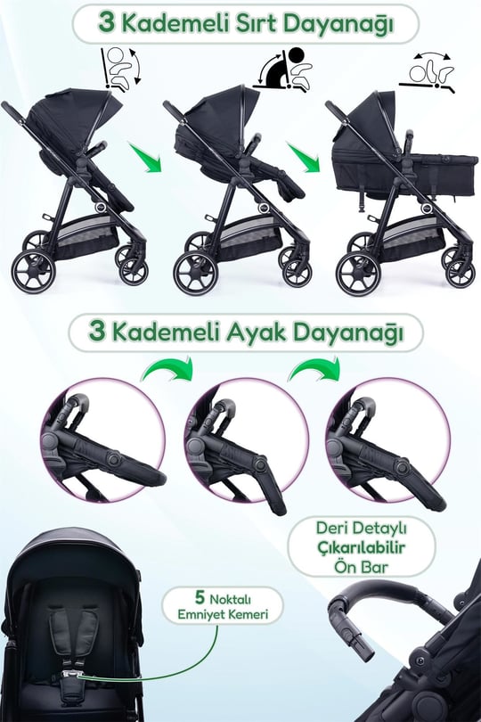 Prego Stein Portbebeli Travel Bebek Arabası Siyah 2097