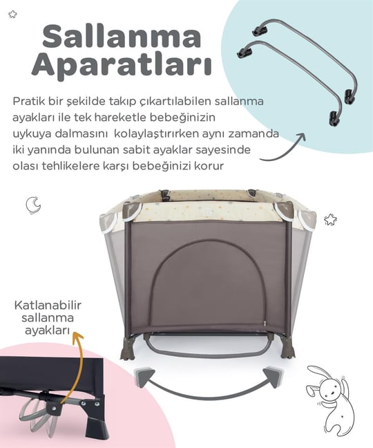 Prego Tokyo Dönenceli Oyun Parkı 70*110 Cm Bej 8047