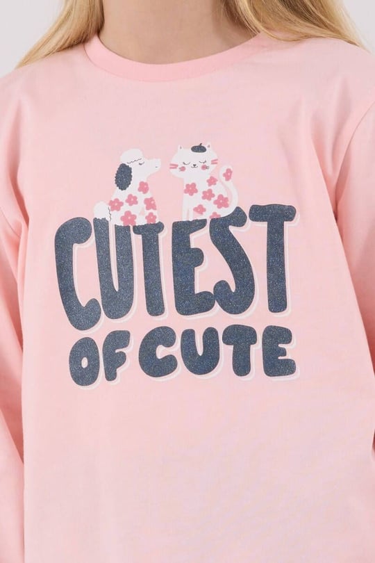 Rolypoly Kız Çocuk Regular Baskılı Pijama Takımı Pembe RP3708-2