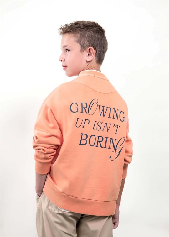 The Boston Kids Erkek Çocuk Baskılı Sweatshirt Somon 6421