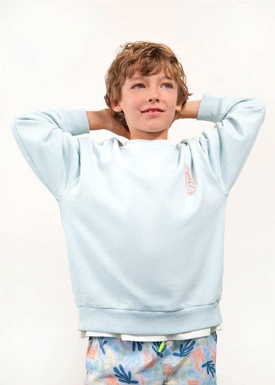 The Boston Kids Erkek Çocuk Baskılı Sweatshirt Mavi 6420
