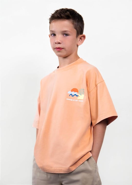 The Boston Kids Erkek Çocuk Baskılı Tişört Somon 6041