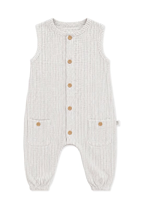 Tiffany Baby Bebek Lycra Theme Müslin Düğmeli Uzun Tulum Gri 27024