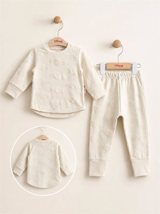 Tiffany Baby Bebek Puffy Cloudy Alt Üst Takım Krem 30098
