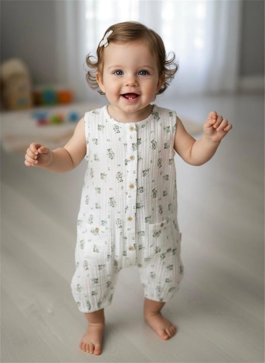 Tiffany Baby Bebek Spring Theme Müslin Tulum Yeşil 57023