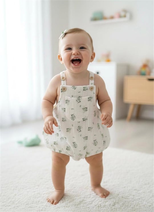 Tiffany Baby Bebek Spring Theme Müslin Salopet Tulum Yeşil 57003