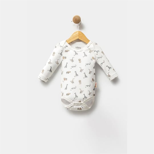 Tiffany Baby Erkek Bebek African Animals Theme Uzun Kol Badi Ekru 32011