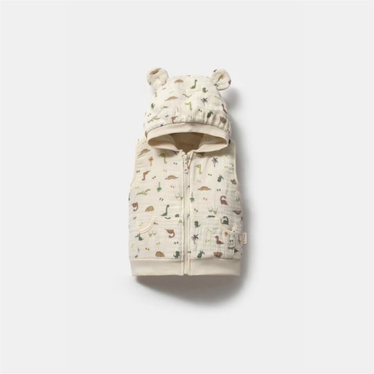 Tiffany Baby Erkek Bebek Wool Dinosaur Müslin Yelek  Krem 38005
