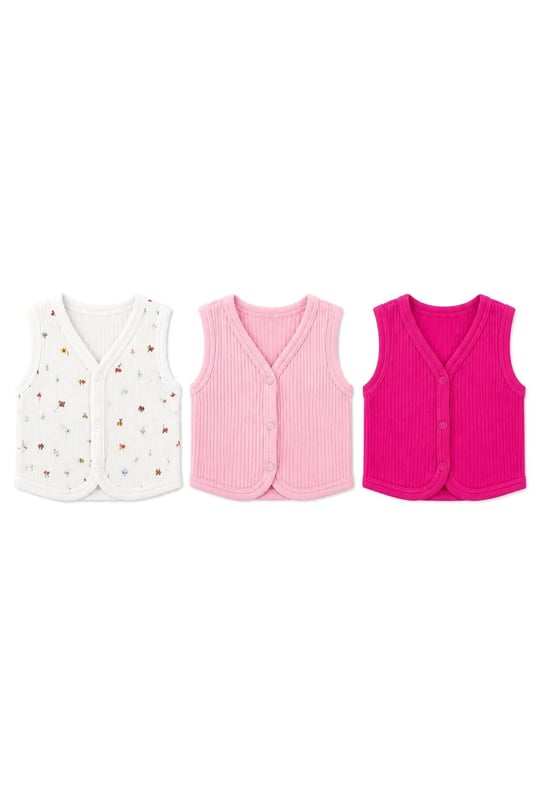 Tiffany Baby Kız Bebek Butterfly Theme 3'lü Yelek Set Pembe 48005