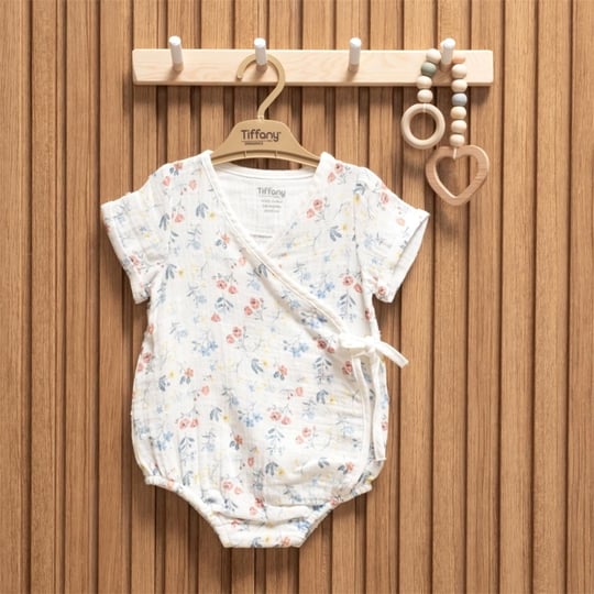 Tiffany Baby Kız Bebek Müslin Sweet Theme Kruvaze Badi Beyaz 60022