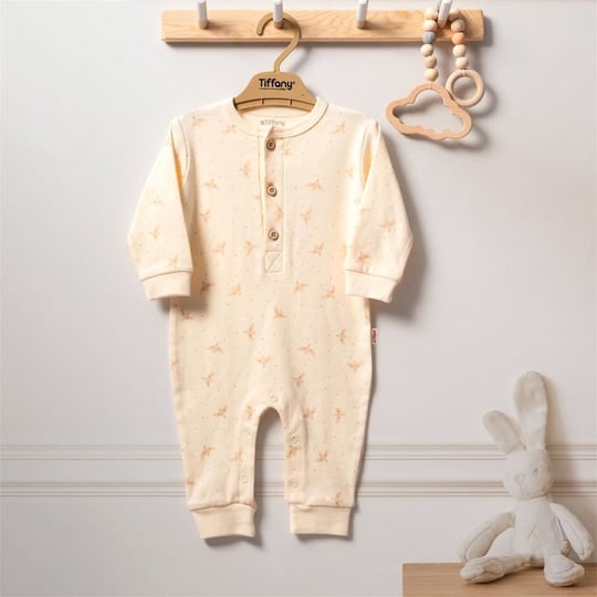 Tiffany Baby Kız Bebek Organik Bird Theme Tulum Ekru 24004