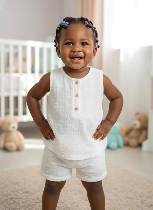 Tiffany Baby Kız  Bebek Pure Theme Müslin Düğmeli Kolsuz Tişört Beyaz 20139