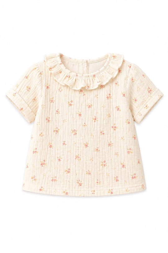 Tiffany Baby Kız Bebek Rose Dream Theme Müslin Fırfırlı Üst Krem 55140