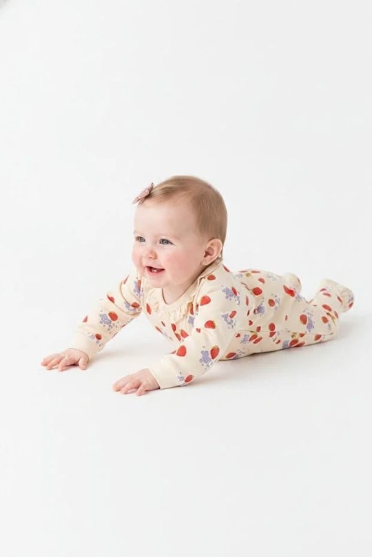 Tiffany Baby Kız Bebek Strawberry Garden Theme Patikli Tulum Ekru 15033